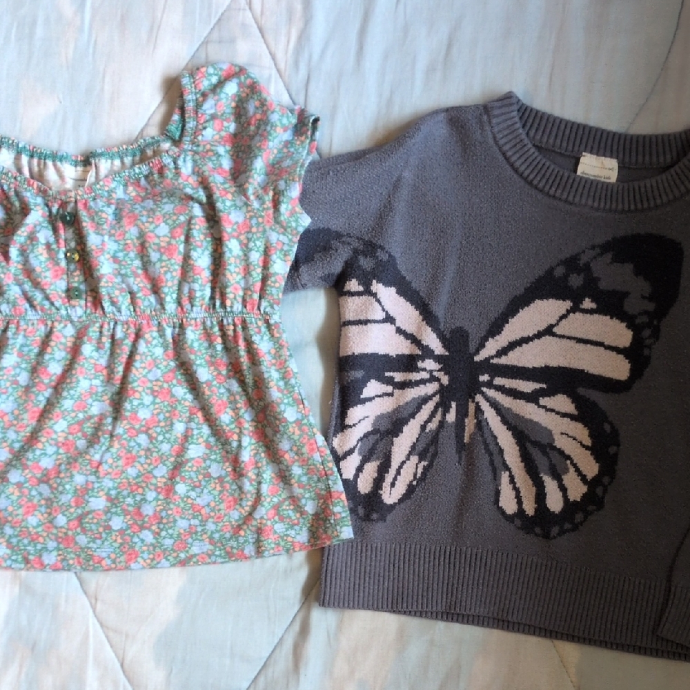 Abercrombie Kids Set, Butterfly Sweater & Floral Top (7/8)